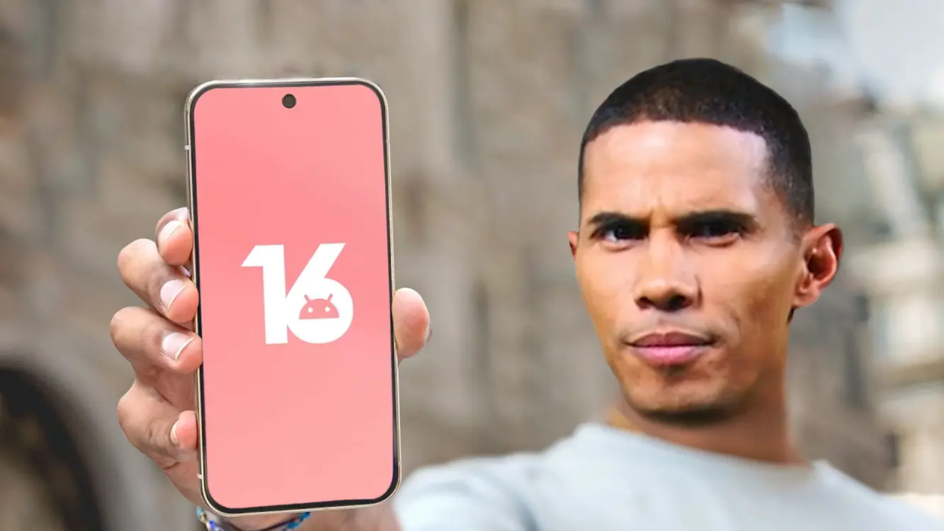 a man holding google pixel with Android 16 beta release